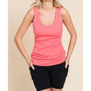 NEW CULTURE CODE scoop neck tank top in new coral pink